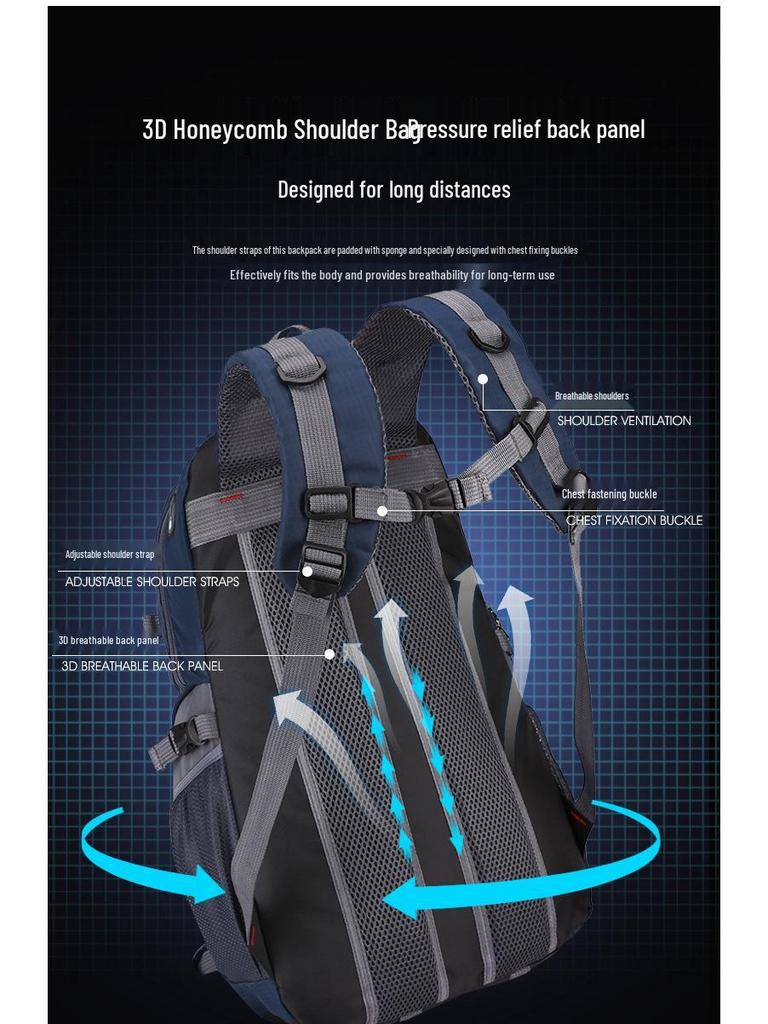 Unisex Large Capacity Outdoor Hiking Backpack - Lightweight, Fashionable, and Perfect for Travel and Sports