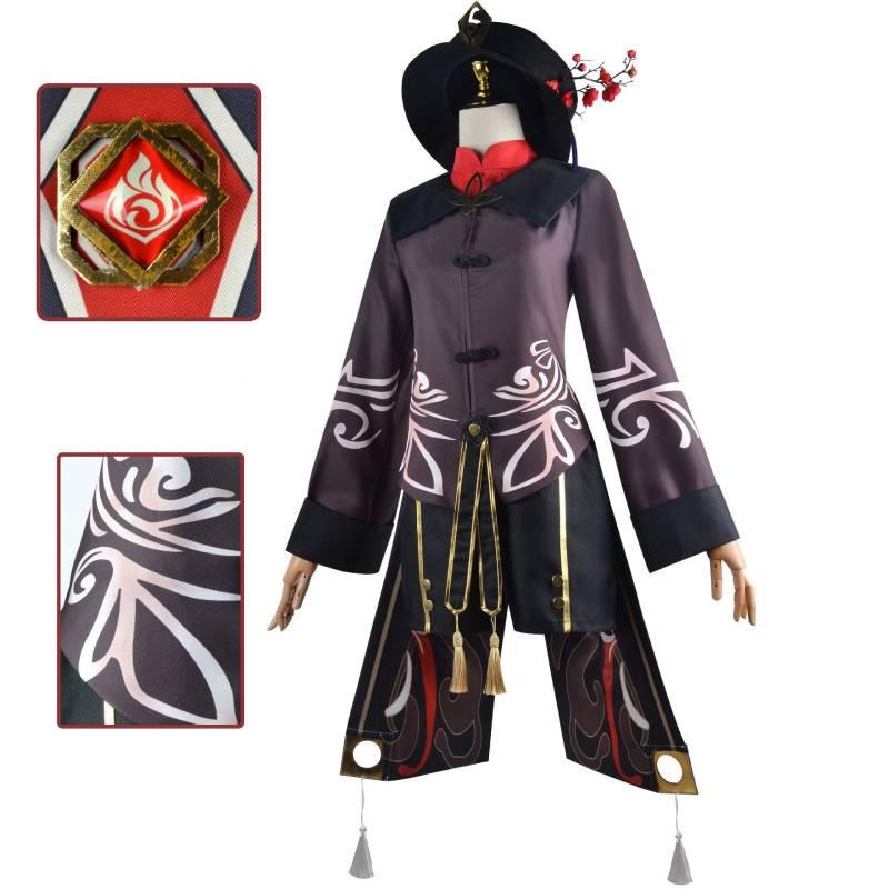 Genshin Hutao Impact Cosplay Costume Uniform Wig Cosplay  Hu Tao Halloween Hat