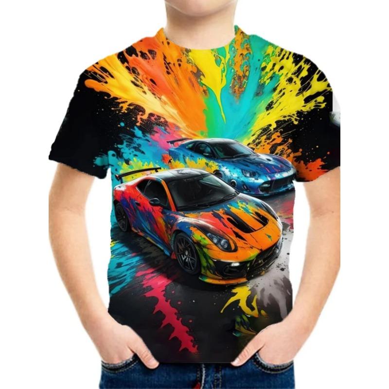 2025 Children's Clothing Car 3D Printed Boy's T-Shirt Graphic T Shirts Short Sleeve Girls Clothes Casual Round Neck Children Top