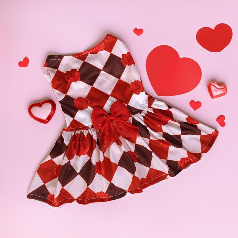 

Pet Clothes Dress Valentine s Day Wedding Party Dog Dress Cute Pet Party Wedding Dress S червоний