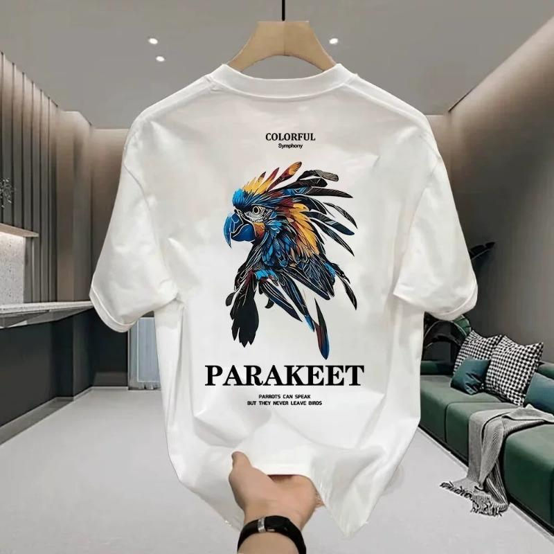

Unisexs Cotton Tshirts Fitted Black 5XL T Shirt for Unisex Casual Summer Wear Fashion Parakeet Print White Tee Shirts Unisex Clothing S