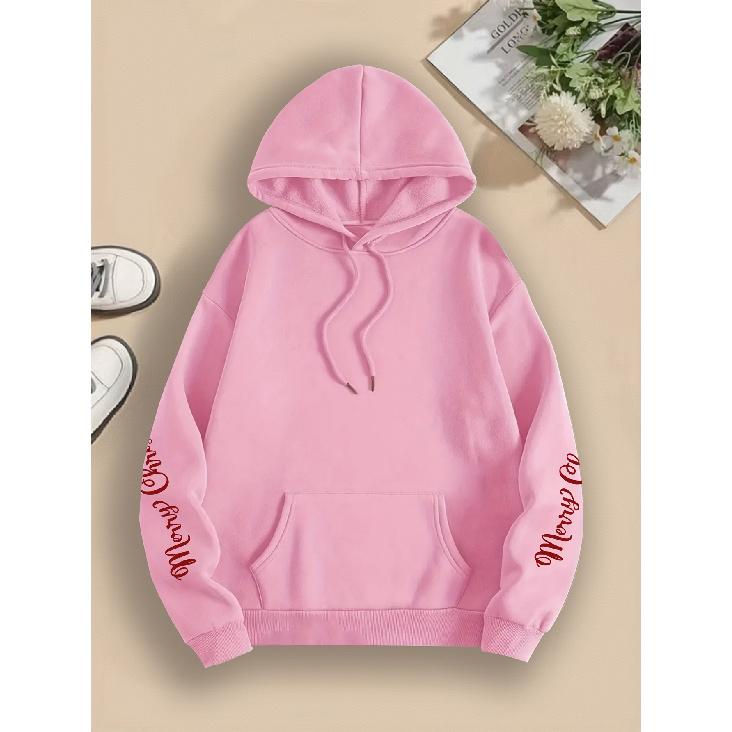 Holiday Direction Christmas Comfortable Best-Seller Cursive Christmas Tree Print Hoodie, Soft Casual Long Sleeve, Comfortable Fall Winter Daily Wear