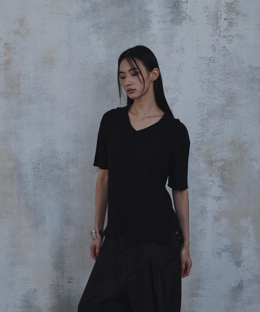 PARADIGMFILM [Ep.02] Fold-In Collar V-Neck Knit (Black)