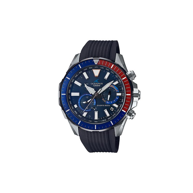 

Casio OCEANUS Series-Disc Multi-Function Pointer Series CACHALOT Diver Solar Watch Bluetooth Function Solar Movement Resin Strap OCW-P2000C-2A синій