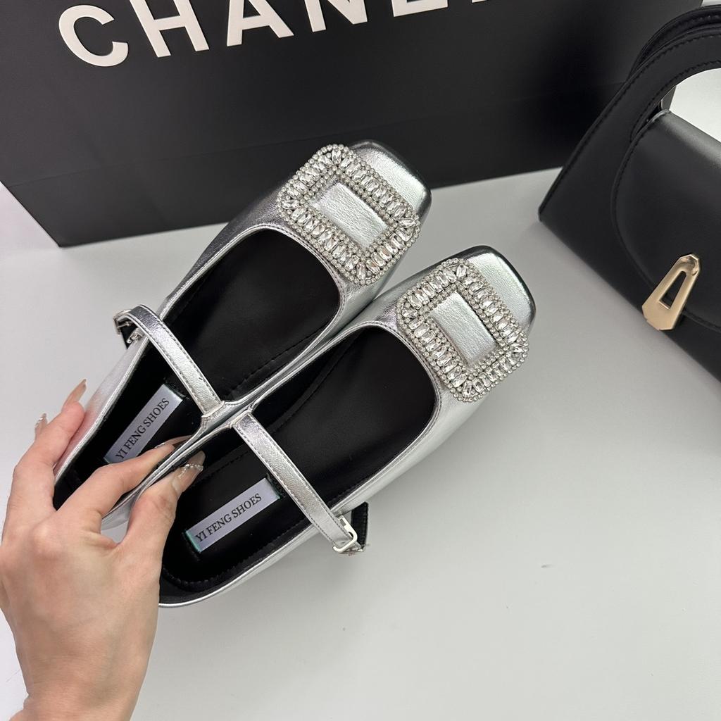 Evening breeze banquet rhinestone height increased by 5 cm with Mary Jane women's single shoes spring and summer 24 new square head women's shoes