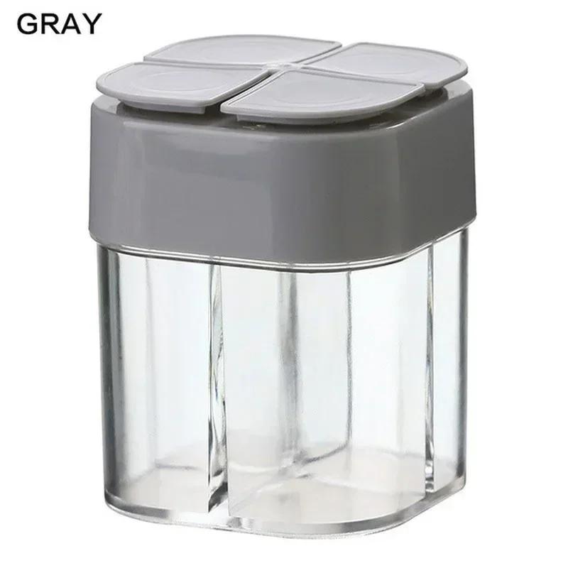 Kitchen Multifuction 4 In1 Spice Salt Pepper Shakers Transparent Seasoning Jar Can Peppers Bottle Condiment Kitchen Gadgets