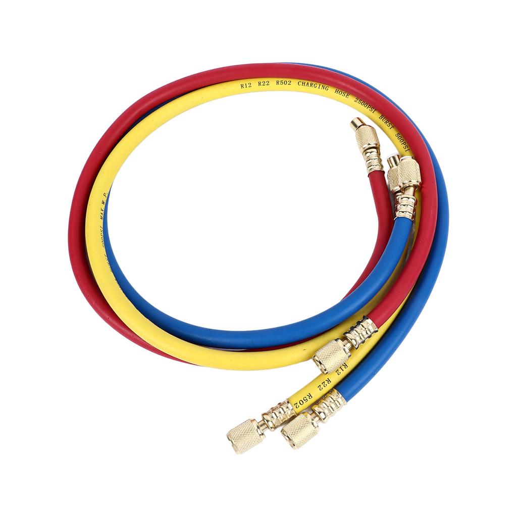 AC Charging Hose Tube HVAC Air Condition Refrigerant Manifold Set for R22 Refrigeration Tri Color 0.9meter