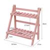 Wooden Desktop Storage Shelf 2-Tiers Foldable Multi-functional Trapezoidal Desk Display Rack Office Storage Rack Flower stand