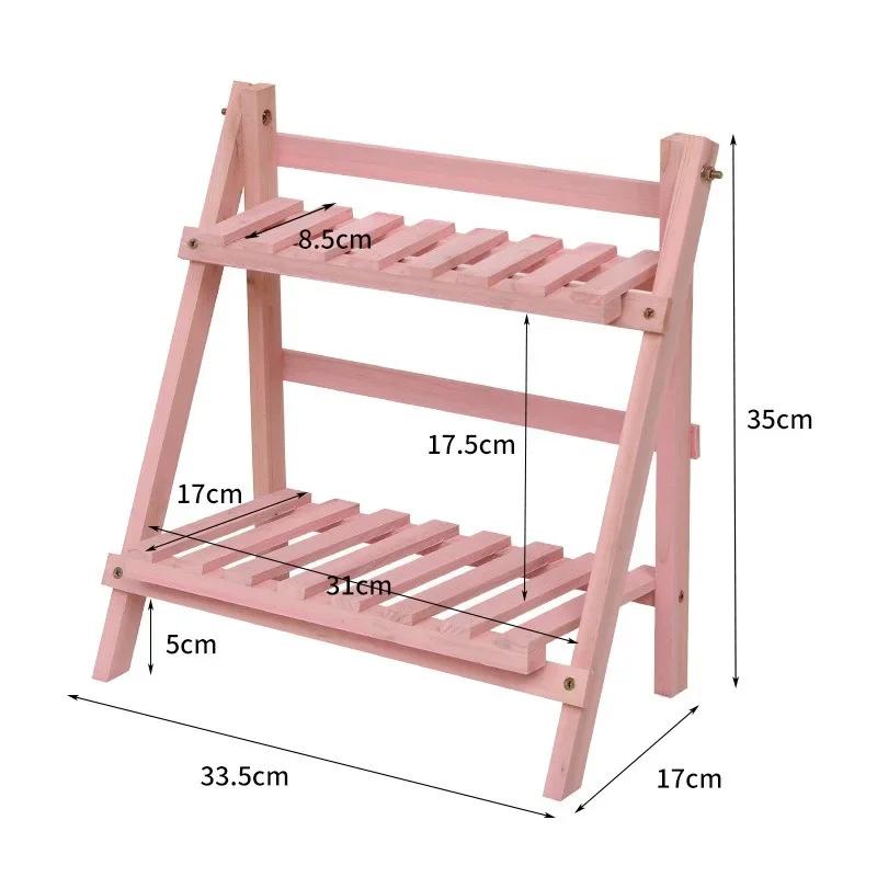 Wooden Desktop Storage Shelf 2-Tiers Foldable Multi-functional Trapezoidal Desk Display Rack Office Storage Rack Flower stand