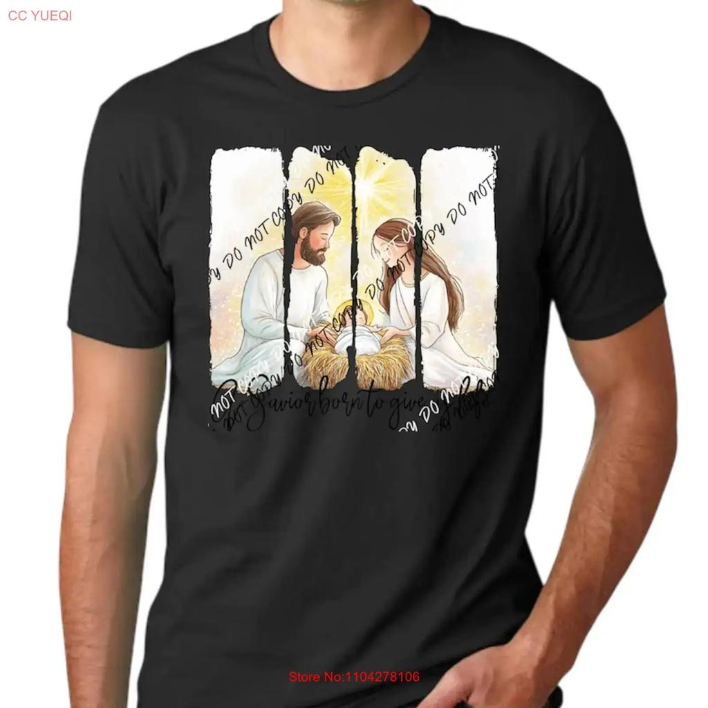 Christian Christmas T Shirt Nativity Scene A Savior Born to Give vintage Washed Stretched streetwear Comfortable Slightly homme