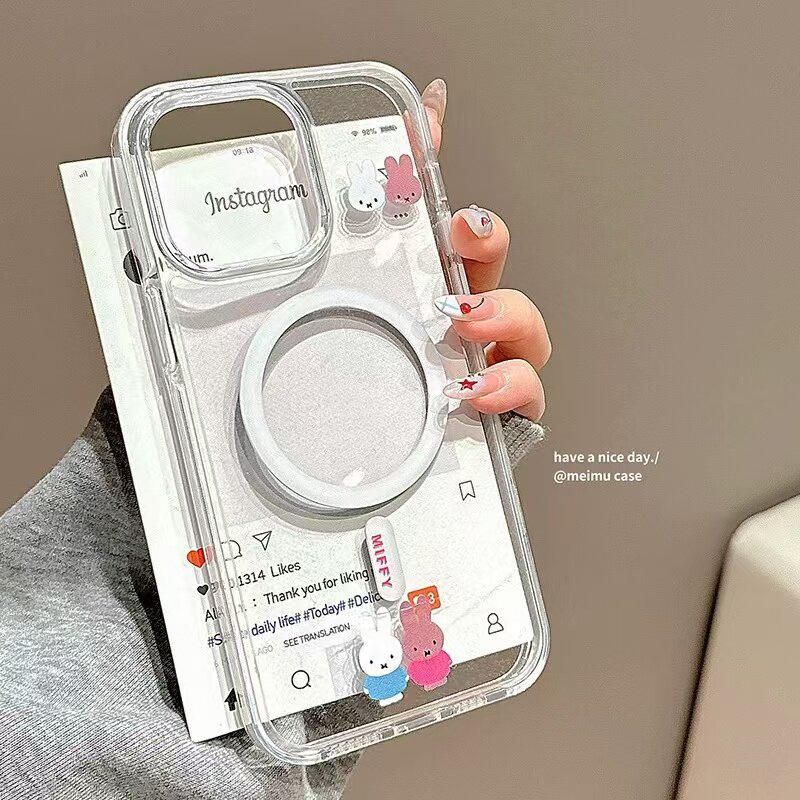 Korean Cute Miffy Rabbit Magnetic Phone Case for Samsung S26 Ultra, S25 FE, S24+/23