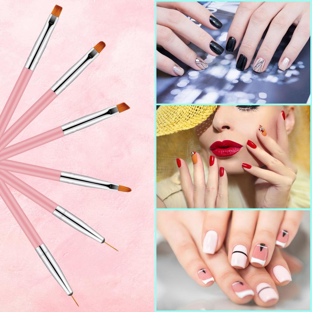 11PCS Nail Art Brushes & Nail Dotting Tools,Double Ended Tipped Silicone Nail Tools,Gel Polish Brush,Liner Brush,Dotting Pen for Home Salon DIY Kit