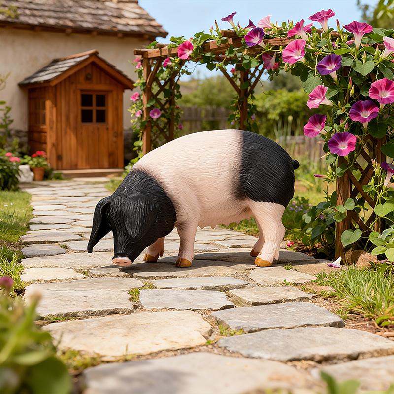 Oenux Poultry Farm Animals Model Simulation Pig Swine Sow Porcupine Boar Action Figures Figurine Lovely Educational Kids Toy