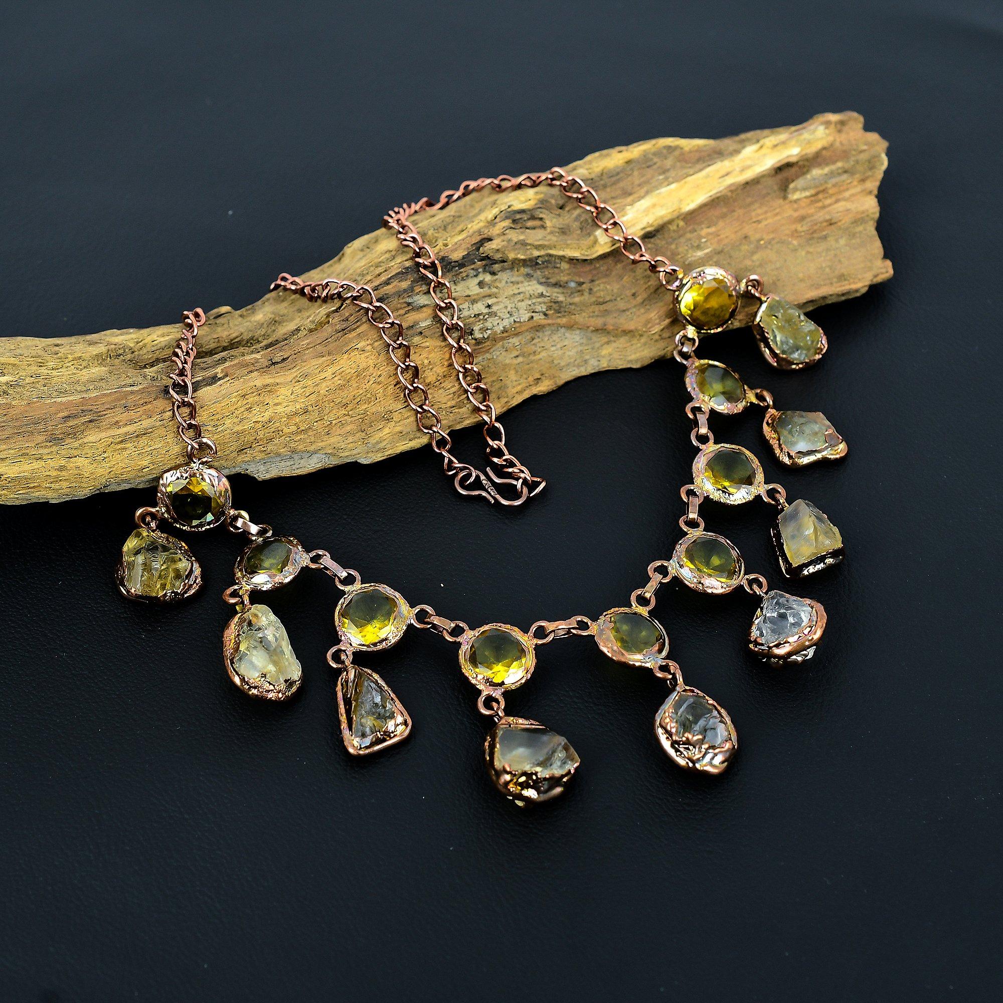 

Citrine Necklace, Gemstone Copper Electroformed Jewelry Necklace, Handmade Jewelry, For Anniversary Gift