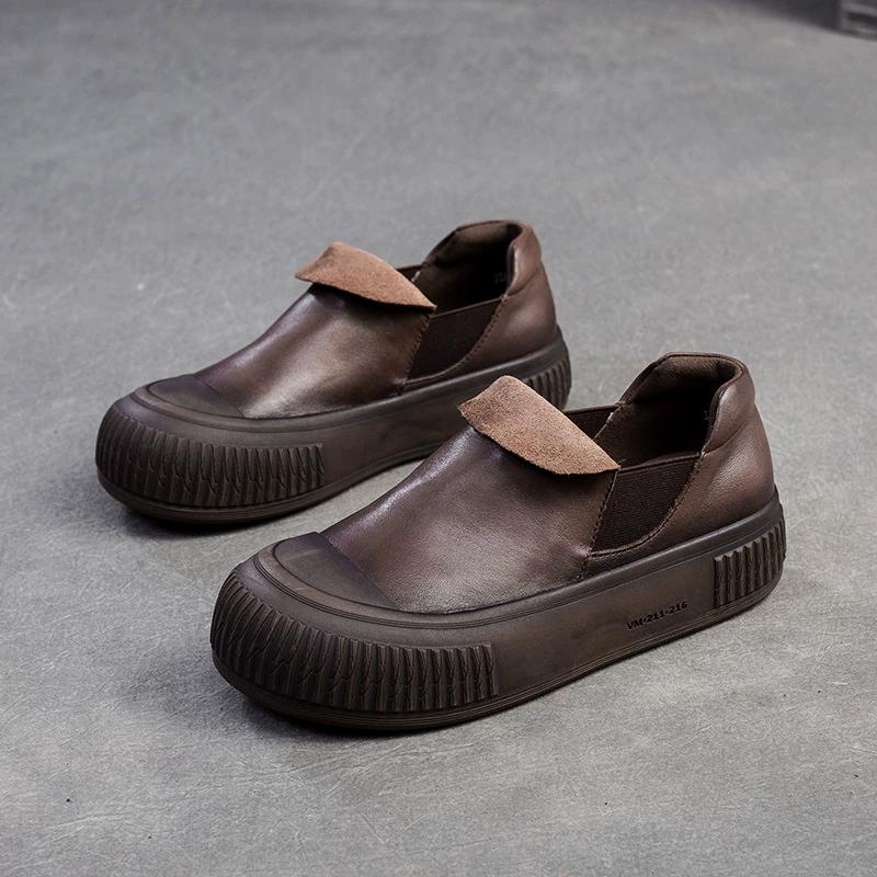 GKTINOO Mocassins Confortables Cuir Véritable Ballerines Printemps 2025 Nouveaux Rétro Creux Bout Rond Chaussures Slip-on pour Femmes