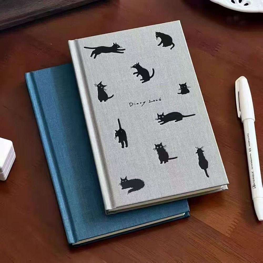 Hardcover B5 Notizbuch Kätzchen Illustration Tagesplaner 2026 Terminkalender Studenten
