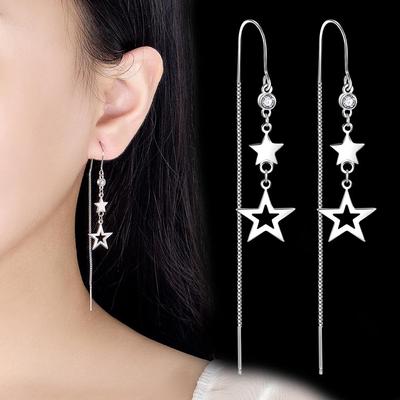 Boucle d'oreille à pampille en zircon étoile de mode: Boucles d'oreilles étoile à cinq branches élégantes, mignonnes et anti-perte pour femmes