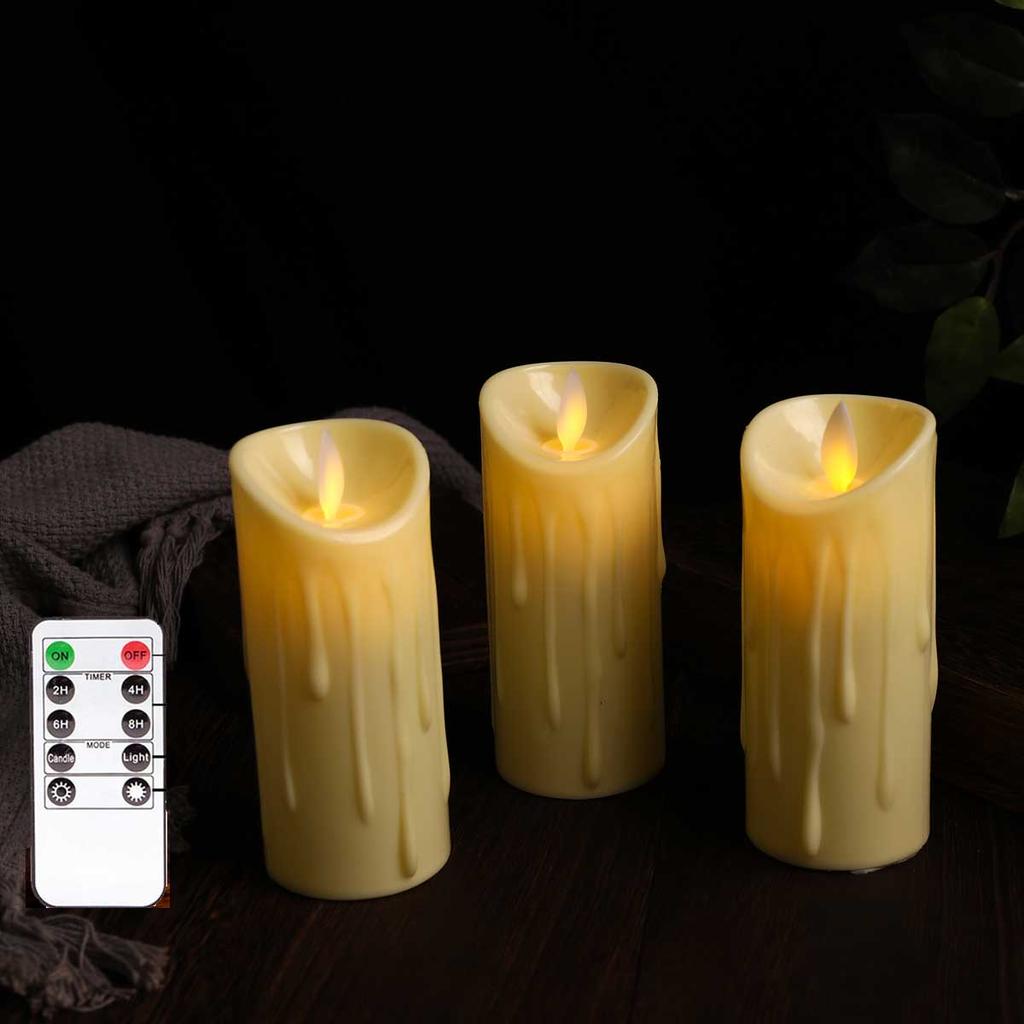 1/3/6 PCS Fernbedienung Religiöse Kirche LED Kerzen, 12,5 cm/5 Zoll Höhe Votiv Kunststoff Stumpenkerzen Tropfen