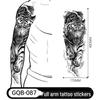 Adesivo Tatuaggio Completo per Braccio Uomo: Design Realistico Impermeabile, Motivo Tigre e Teschio