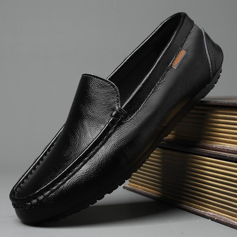 Broken Size Breathable Casual Leather Shoes Soft Leather Soft Sole Doudou Shoes Overfitting Lazy Shoes