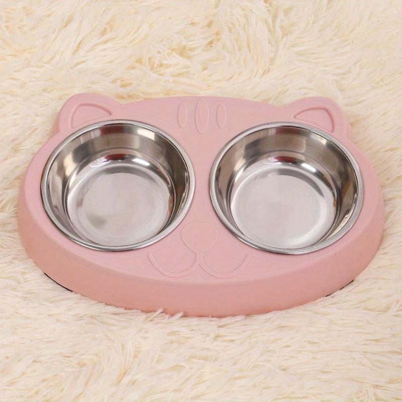 Pet Double Bowl Plastic Kitten Cat Food Drinking Tray Feeder Cat Feeding Pet Supplies Accessories