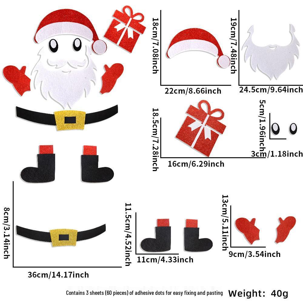 Felt Cartoon Reindeer Door Stickers - Christmas Window Decorations