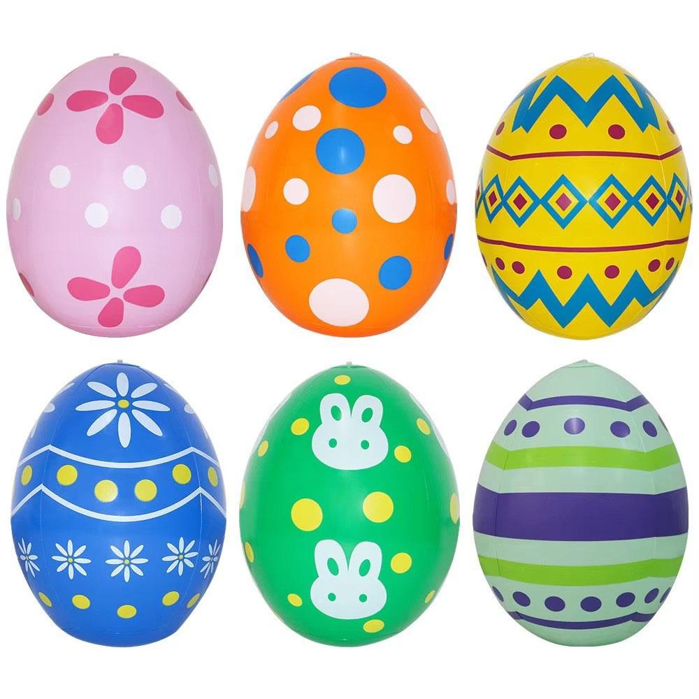 

6Pcs PVC Inflatable Easter Egg Decoration - Easter Themed Home Garden Inflatable for Holiday Decoration
