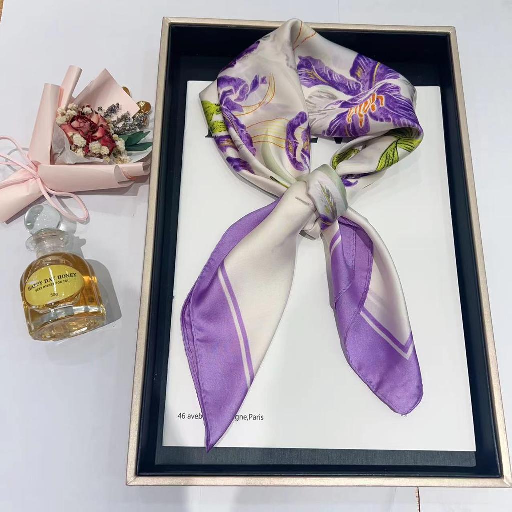 Hedvábný šátek pro ženy, módní všestranný, vysoký smysl, 70 čtverečních stop, ochrana krku, šátek, retro šátek, taška