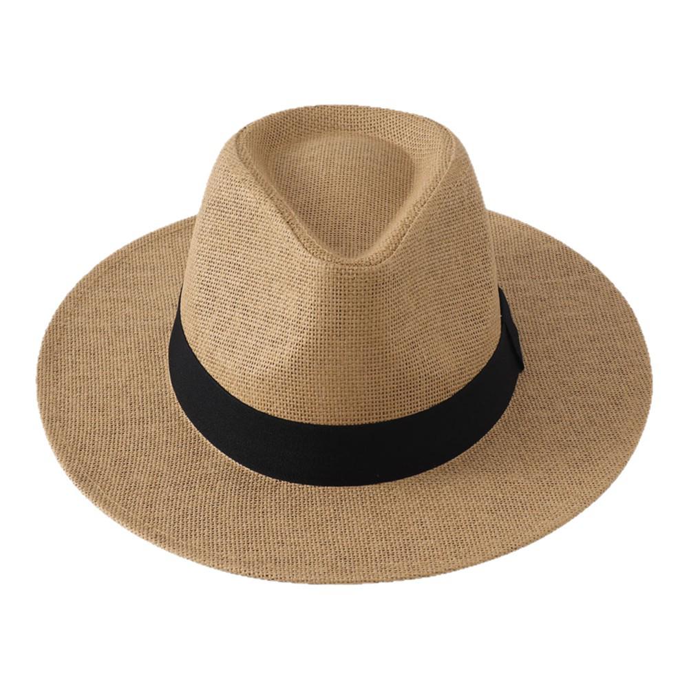 Men's and Women's Summer Straw Fedora - Sunshade Panama Beach Hat with Sunscreen Protection