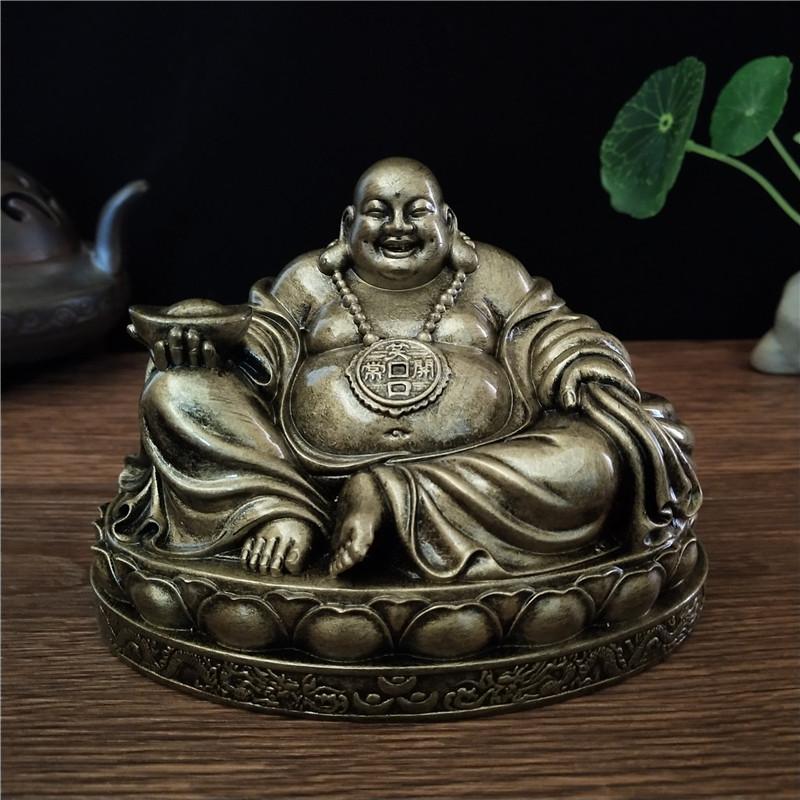 Golden Chinese Feng Shui Laughing Buddha Statues Ornaments Big Maitreya Buddha Sculpture Figurines Home Decoration Gifts