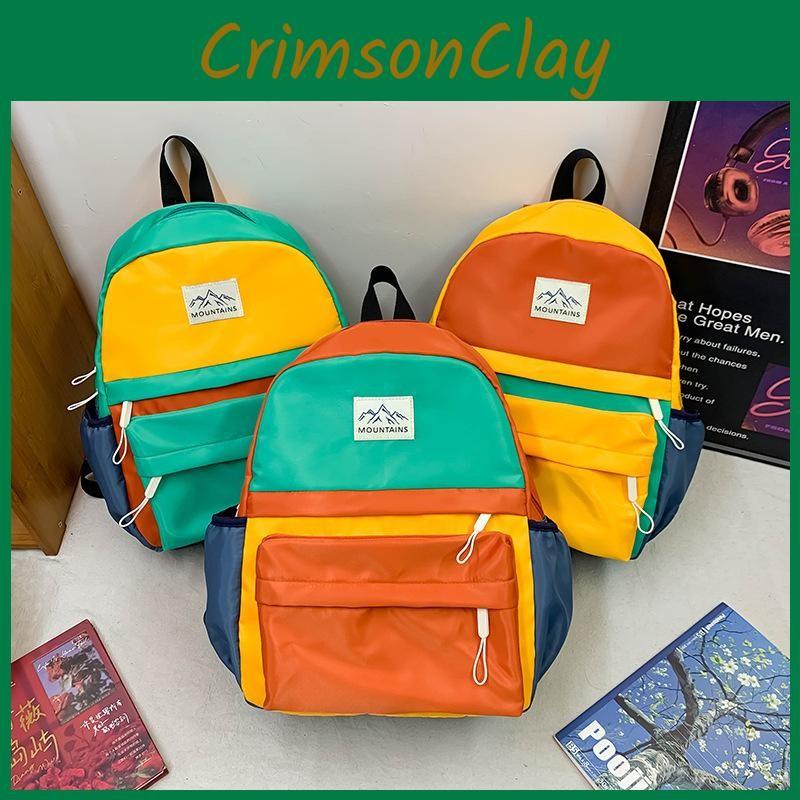 Large Capacity Kids Color Blocked Backpack With Letter Printing Design For Daily