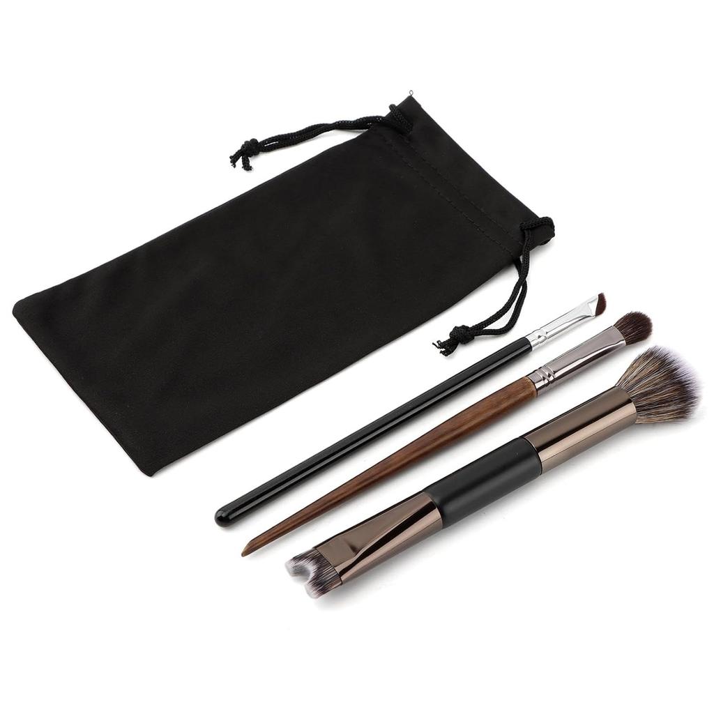 3Pcs Nose Contour Brushes,2-In-1 U-Shaped Brush and Eyeshadow Brushes & Angled Tilt Brush,Make-up Brushes Set for Nose-Sculpting and Defining,for