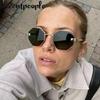 Vintage Octagon Punk Sunglasses Women  Luxury Brand Metal Frame Steampunk Polygon Sun Glasses For Ladies Fashion Eyewear