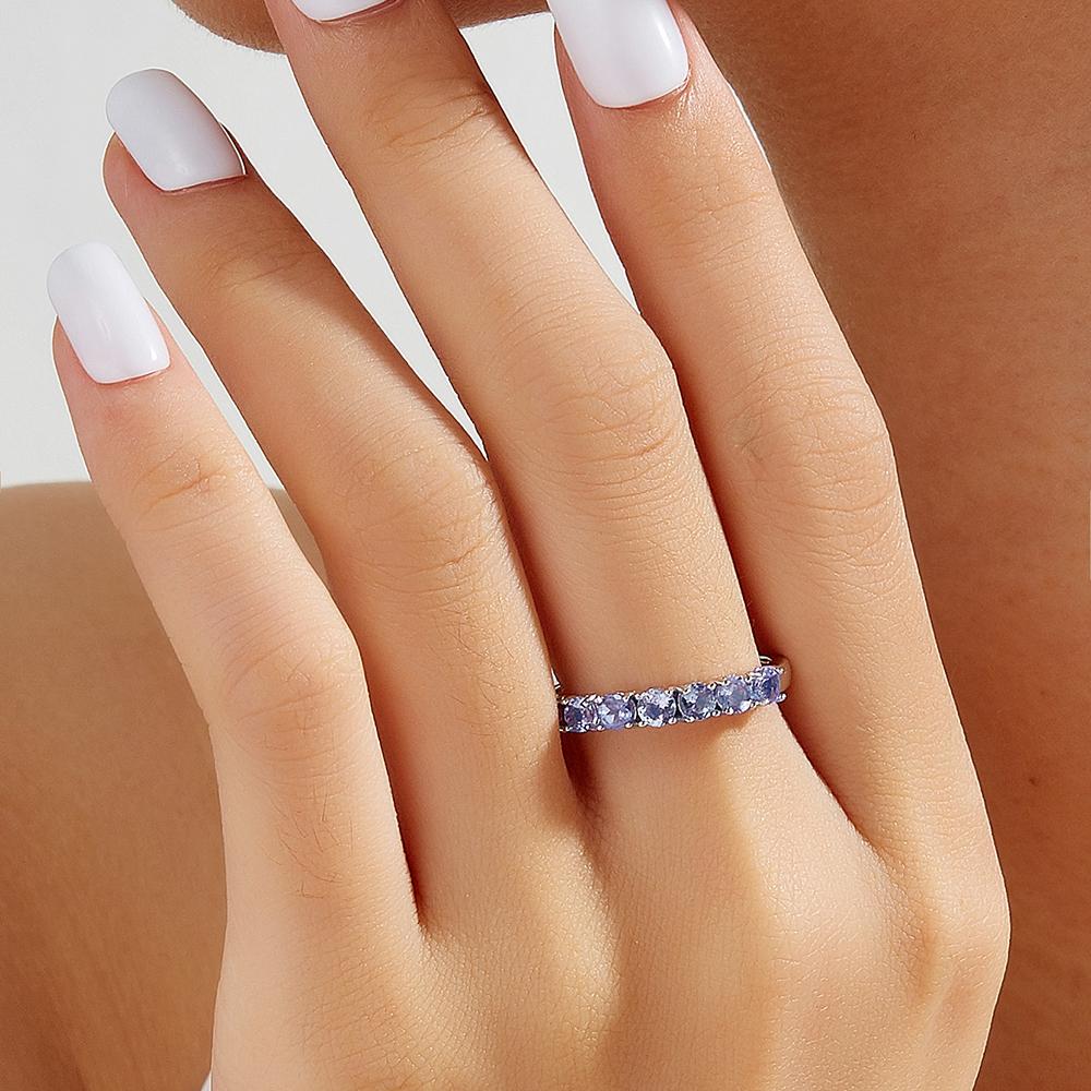 Set de bijuterii din tanzanit natural, cerceu inel, rotund, de 3 mm, cerceu inel din tanzanit albastru natural, argint 925