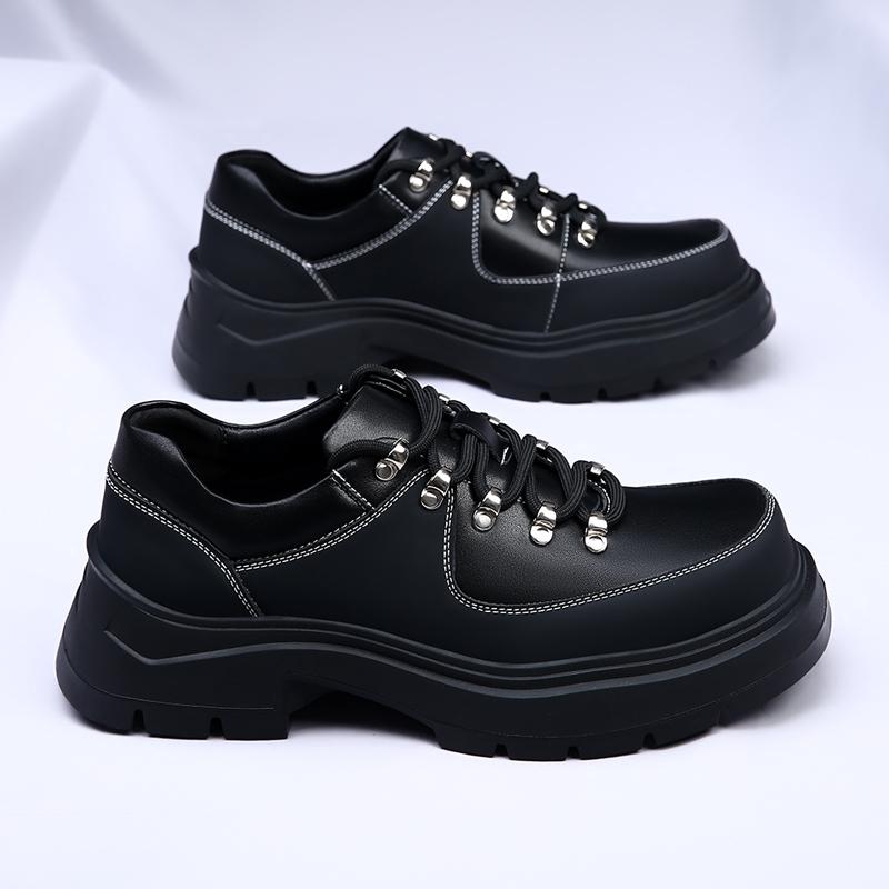 Fashion Luxury Brand Men Genuine Leather Thick Bottom Oxfords Shoes Casual Business Derby Loafers Classic Round Toe Formal Dress Shoes