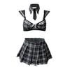 Sex underwear sexy hollow pure desire three-point temptation plaid student uniform suit -