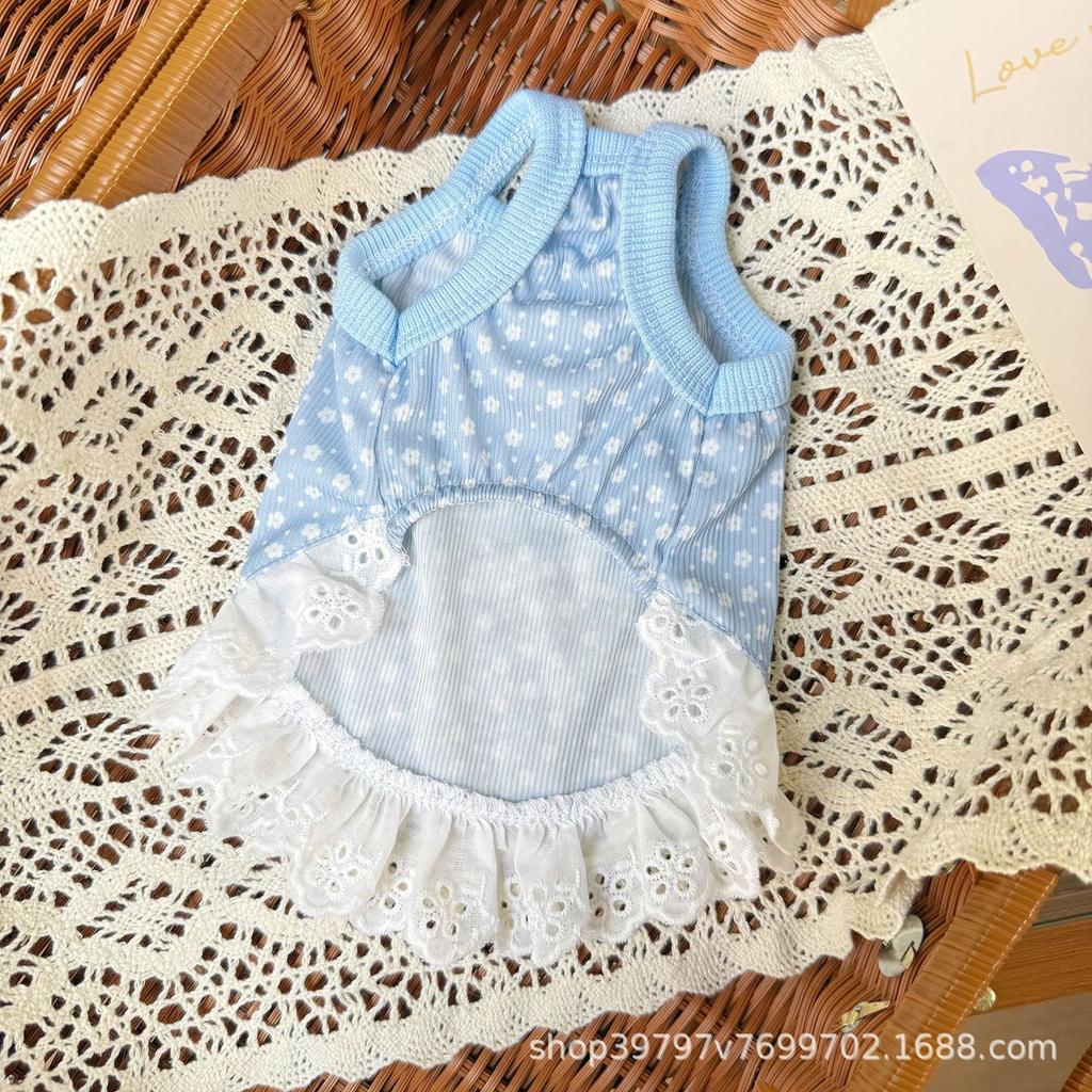 Pet Spring and Summer Thin Ice Silk Lace Skirt Dog Cat Clothes Suspender Cooling Cooler Than Bear Clothes Accessories