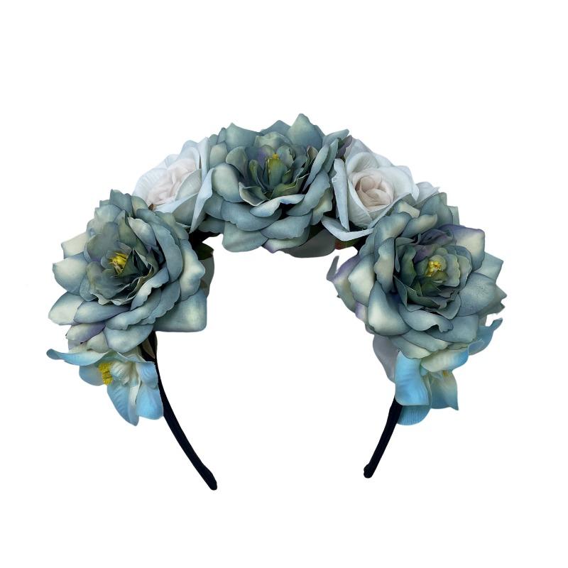 

Vacation Bride Headbuckle Vintage Simulation Rose Peony Lily Headband Halloween Party Decorative Headgear