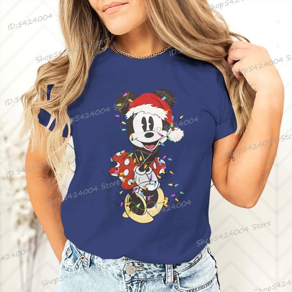 Women Men Mickey Minnie Christmas Shirt Cartoon Graphic Merry Christmas Couple Matching Tshirts