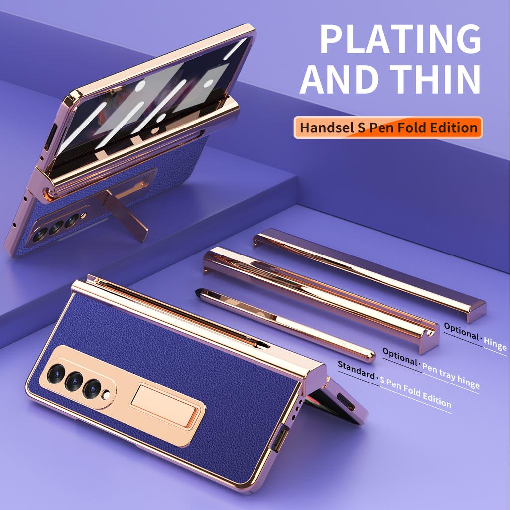 Metallgehäuse mit Beschichtungsscharnier für Samsung Galaxy Z Fold 6 5 4 3 2 mit S Pen, magnetischer Ständer, Aluminium 360, vollständige Schutzabdeckung