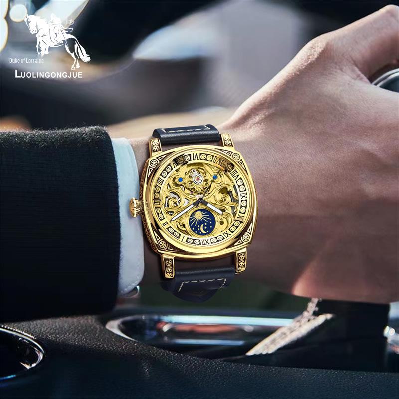 Książę Lotaryngii 8838 Męski Automatyczny Zegarek ze Słońcem, Księżycem i Gwiazdą