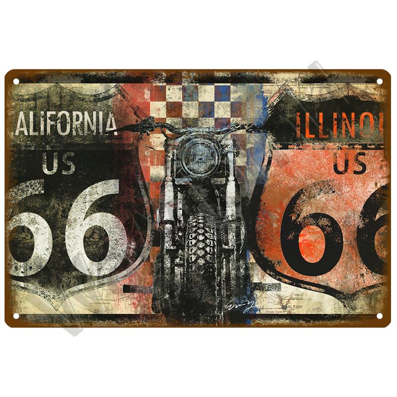 Route 66 Metal Sign House Plaque Metal Poster Tin Sign Plate Wall Posters Vintage Retro Aesthetic Room Decor Wall Art Decoration