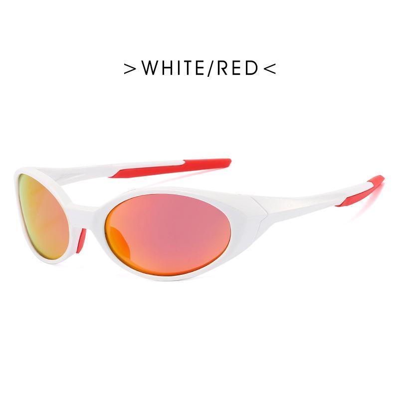 Outdoor Sports Polarized Sunglasses Women Men Unisex Oval Glasses Reflective Mirrored Lens Color Patchwork Shades