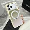 Magnetic Macaron Gradient Phone Case For iPhone 17 Pro Max 16 15 14 13 Pro Max Luxury 360 Rotating Ring Stand Shockproof Silicone Cover
