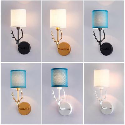 E14 Nástenná lampa Látka Železo Umelecké Galvanické Nástenné svetlo pre Domov Hotel Spálňa Nočné osvetlenie Vianočná lampa z parohu