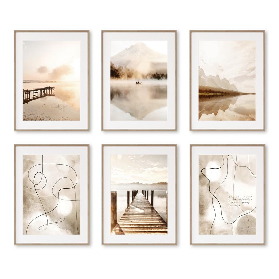 

Мост с горным озером, линии одуванчика, скандинавские постеры, настенная живопись на холсте и принты, фотографии для гостиной, декор в стиле бохо