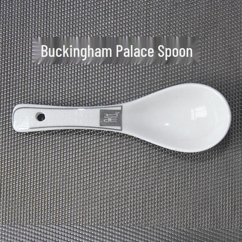 Gold-Rimmed Ceramic Soup Teaspoon - Versatile for Stirring, Eating, and Serving
