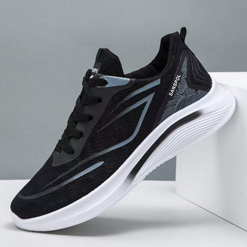 

Men s shoes spring and autumn new mesh breathable, light and comfortable young students running sports casual shoes 39 чёрный