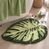 Modna mata łazienkowa w liście, gruba flokowana mata podłogowa, antypoślizgowy dywanik łazienkowy, można prać w pralce, chłonny, pod prysznic, wannę, umywalkę