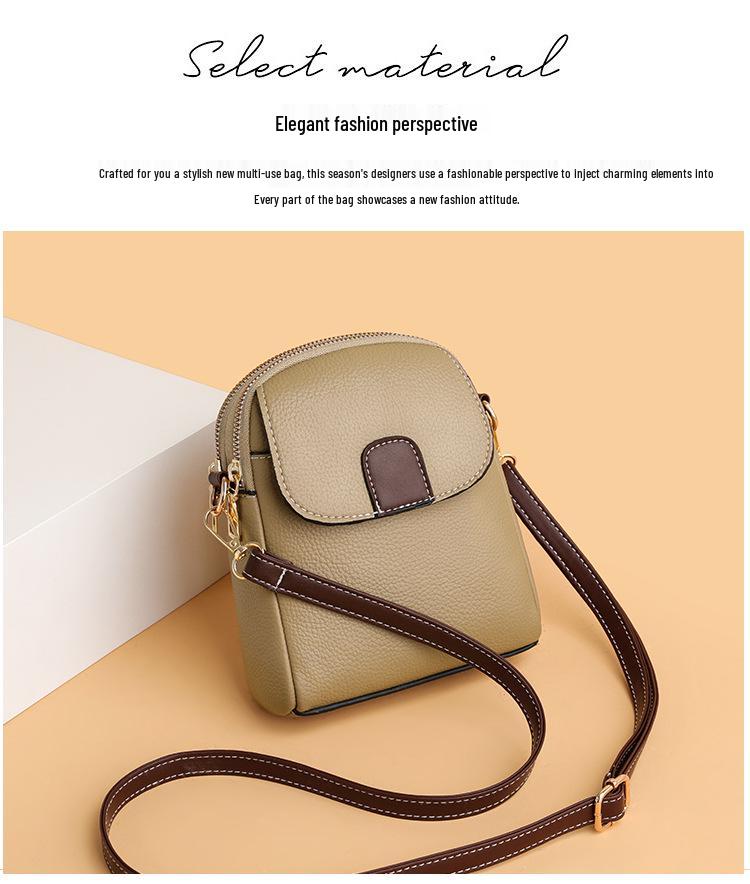 2025 Trendy Mykt Skinn Enkel Skulder Crossbody Telefonveske for Kvinner – Allsidig Europeisk & Amerikansk Stil